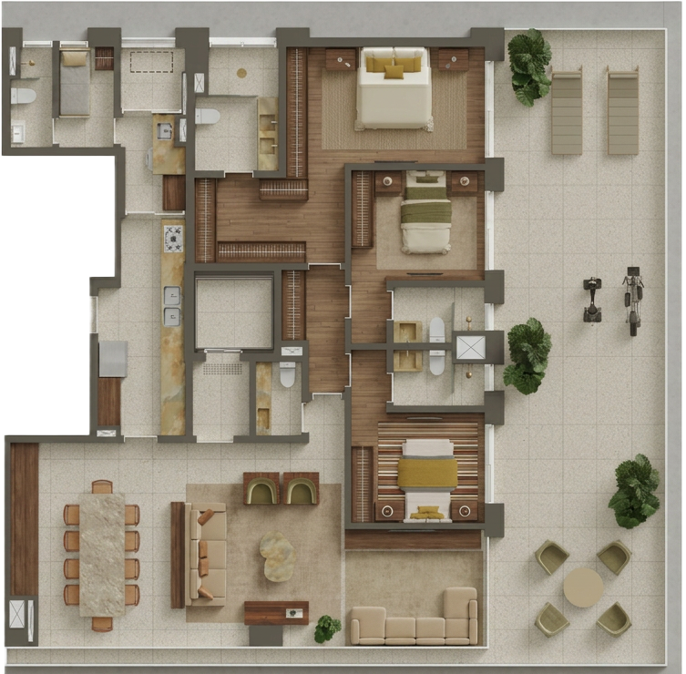 Planta humanizada Garden 264 m²