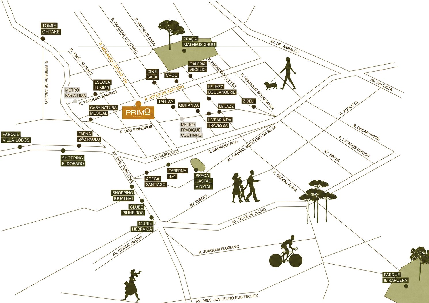 Mapa da localização Primo Pinheiros